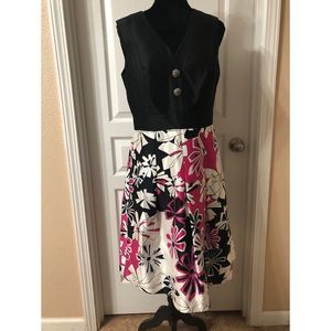 Liz Elana Fit & Flare Silk Dress